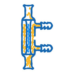 water condenser chemical glassware lab doodle icon sketch vector. water condenser chemical glassware lab sign. isolated symbol illustration