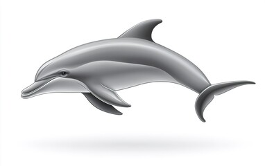 Fototapeta premium Playful dolphin swimming gracefully through clear blue waters, showcasing its sleek form and joyful spirit beneath the sunlight
