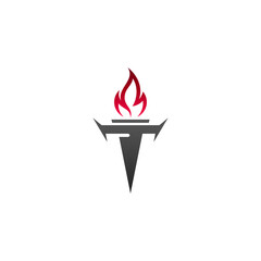 Torch logo in flat vector design