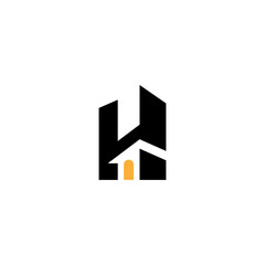 letter H Home in flat logo vector design