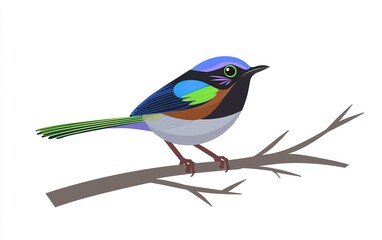 Obraz premium A vibrant bird perched gracefully on a branch in a colorful display of nature amidst a bright background