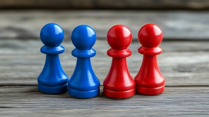 Colorful Game Pieces on Wooden Table Surface
