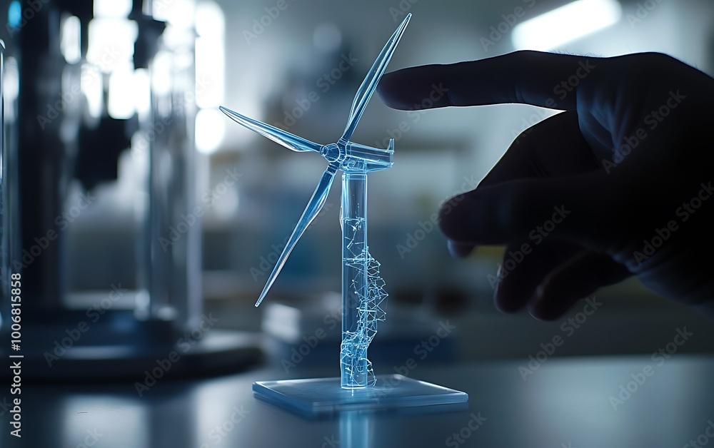 Poster engineer explaining wind turbine model details