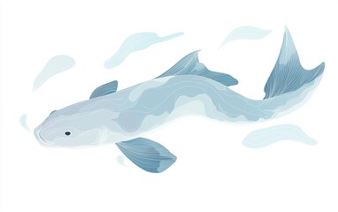 Obraz premium Serene aquatic journey of a gracefully flowing fish gliding through clear waters with gentle waves