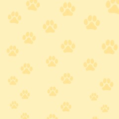 Soft Yellow Paw Print Pattern on Cream Background