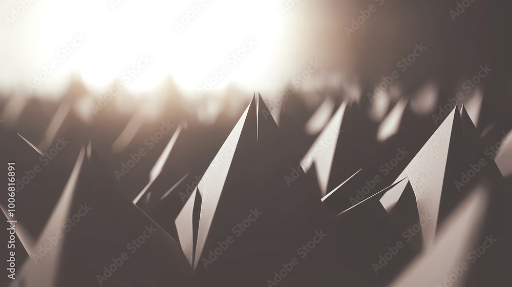 Aufkleber stunning abstract landscape featuring sharp peaks emerging from a soft, glowing background. a unique