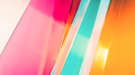 Fototapeta premium Vibrant abstract background featuring colorful translucent layers in shades of pink, blue, and orange, ideal for creative projects.