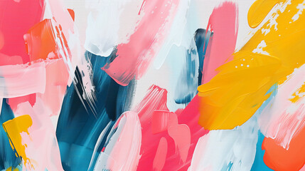 Bright Abstract Brush Strokes, Colorful Pink and Yellow Contemporary Art, Modern Painting, Expressive Art, Bold Colors, Creative Wall Decor, Dynamic Brushstroke Design, Vibrant Artistic Canvas