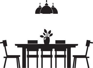 a vector silhouette image of a table on a white background Art & Illustration