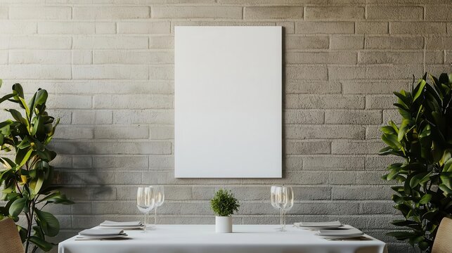 Elegant Table Setting with a Blank Canvas in a Restaurant