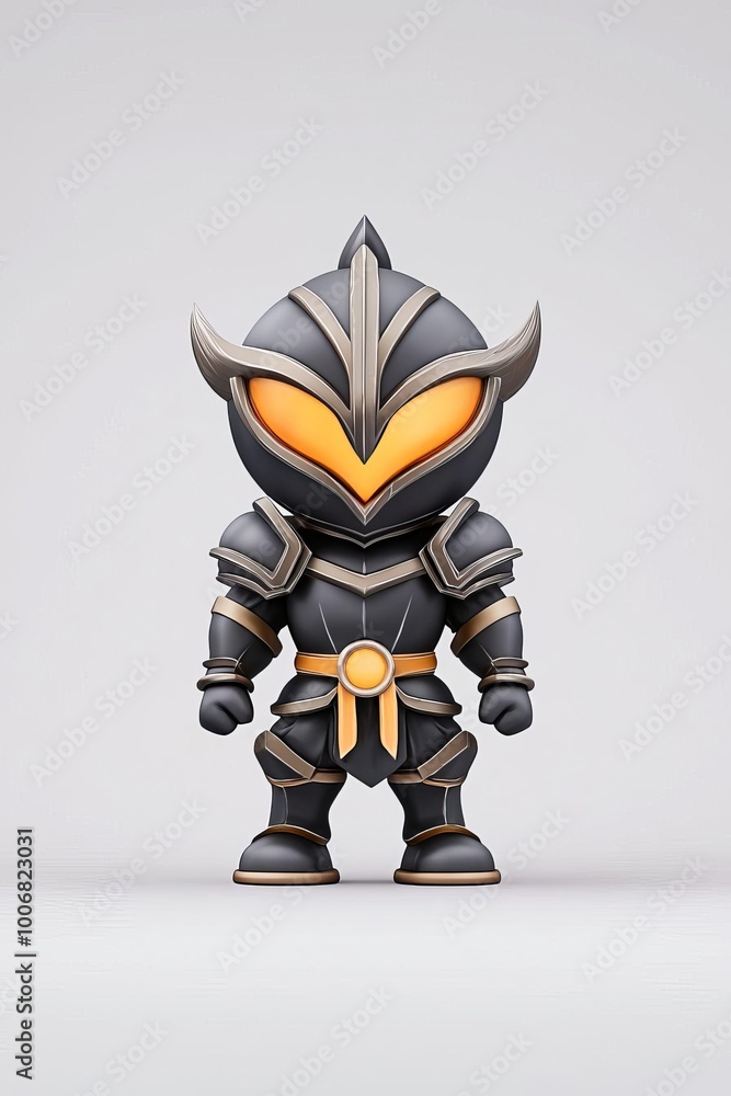 Poster stylized 3d fantasy knight with oversized armor for rigging and exaggerated animations