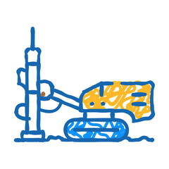 drill rig copper production doodle icon sketch vector. drill rig copper production sign. isolated symbol illustration