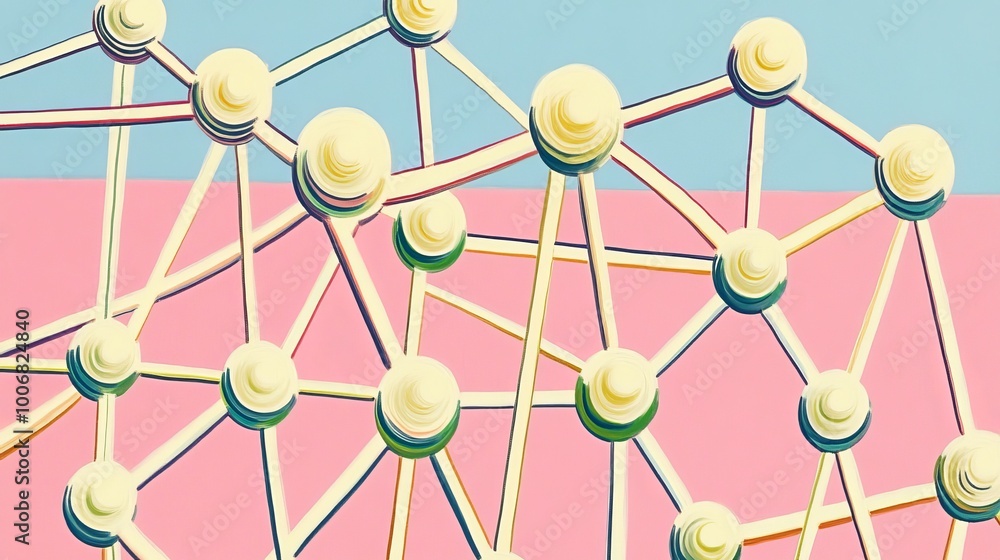 Poster this abstract image depicts a network of interconnected nodes, emphasizing structure and connectivit