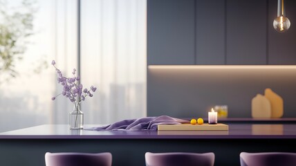 Elegant Modern Kitchen with Soft Lighting and Minimalist Decor