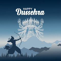 Happy Dussehra festival of India.Lord Rama killing Ravana.  © yuvi