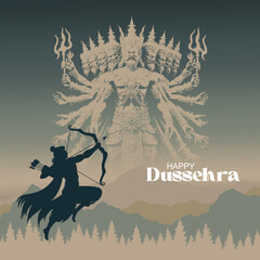 Happy Dussehra festival of India.Lord Rama killing Ravana.  © yuvi
