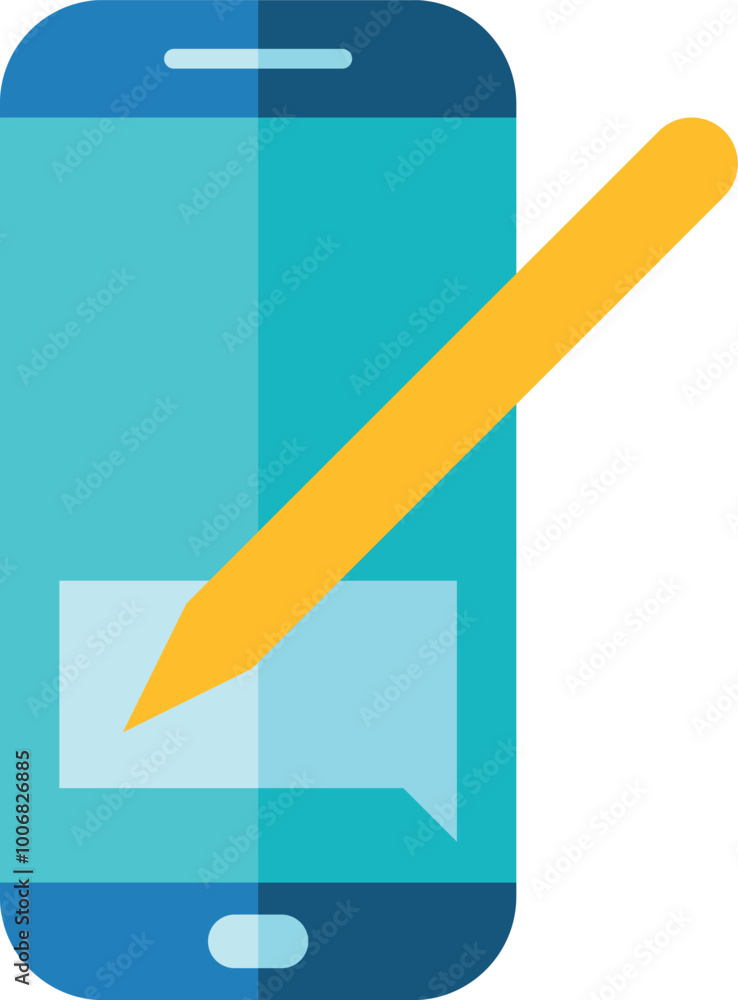 Poster writing chat message on smartphone screen. app flat icon