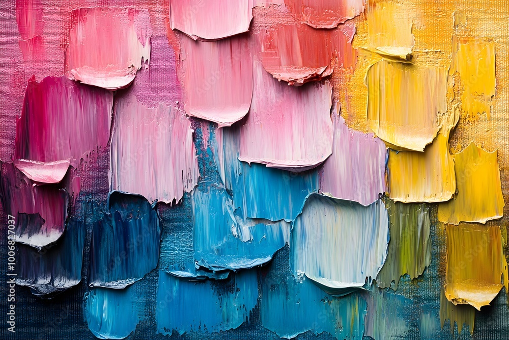 Poster vibrant abstract color background with textured paint strokes and layers. generative ai