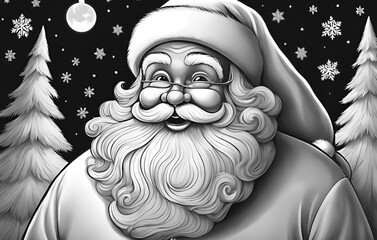 Coloring book of Christmas, A cartoon of santa riding a sleigh with a santa on it Santa Claus driving the reins of a sleigh, Santa Claus coloring page christmas coloring page Santa Claus pencil sketch
