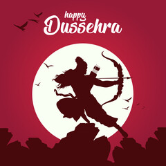 Happy Dussehra of Lord Rama killing Ravana in Dussehra,Vijayadashami illustration vector.