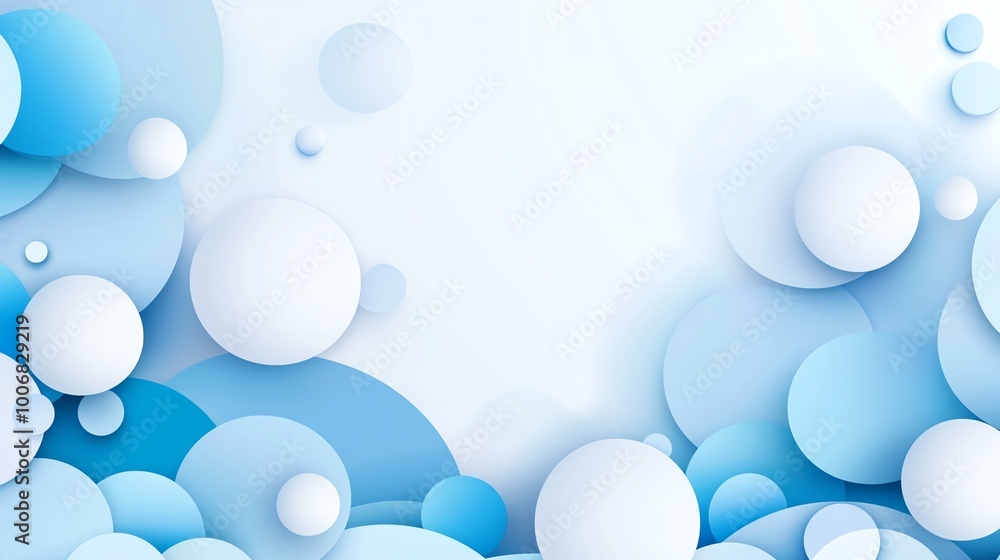 Aufkleber abstract blue and white 3d bubbles background. modern and clean design with overlapping circular sha
