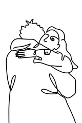 One continuous line drawing, couple love