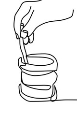 continuous line , cheering and  holding a glass of wine