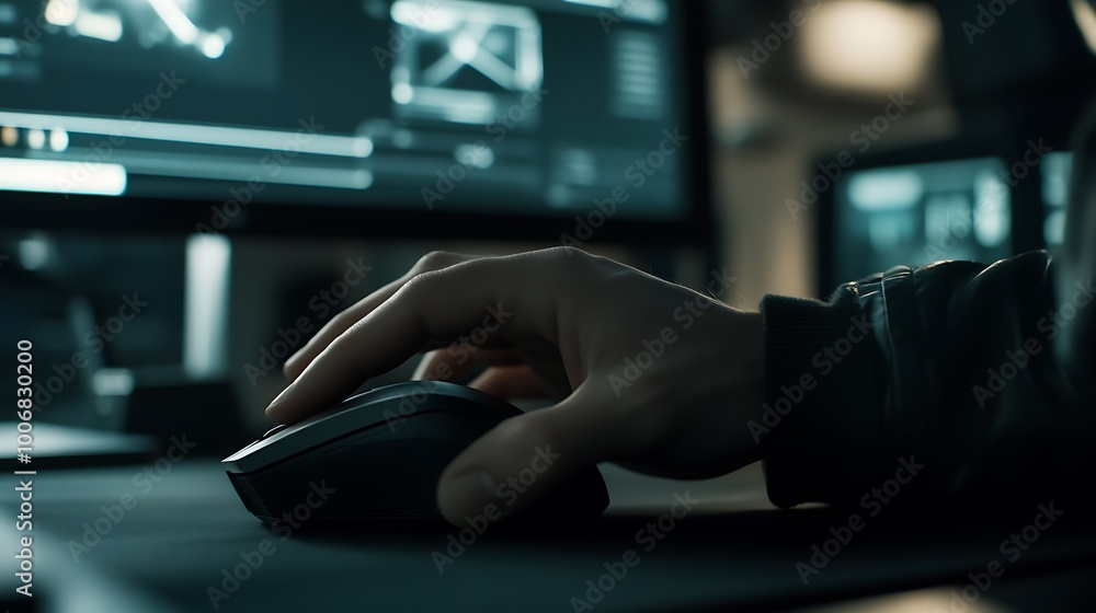 Aufkleber Engineer Adjusting Wind Turbine Simulation on Computer Screen