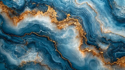 Naklejka premium A calm pastel blue marble surface with subtle gold veins flowing smoothly across the surface, creating a serene vibe