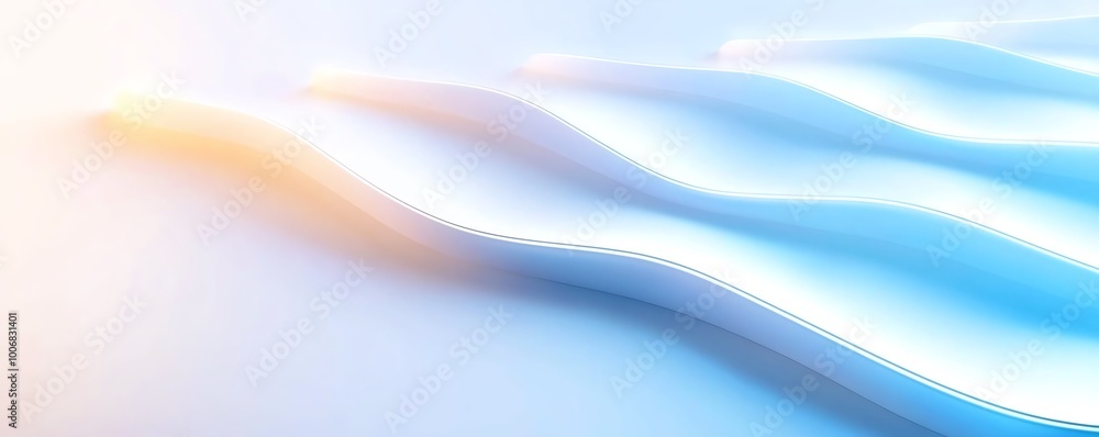 Poster abstract light blue waves with soft gradient and smooth flow creating a serene and calming backgroun
