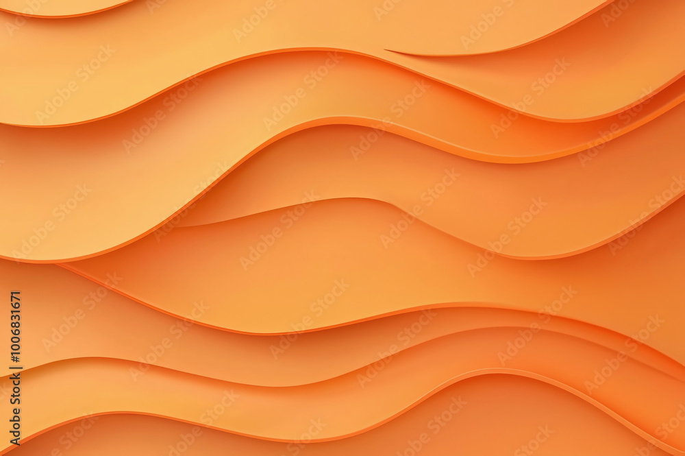 Poster abstract orange wave pattern background with smooth curves and layered texture, perfect for modern d