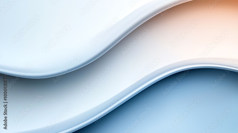 Poster abstract smooth flowing lines in gradient blue and white tones, creating a modern and elegant backdr