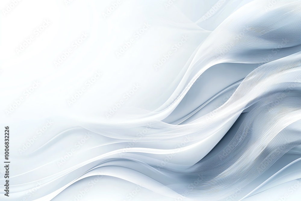 Poster abstract white and blue wave background. smooth flowing curves create a serene and elegant compositi