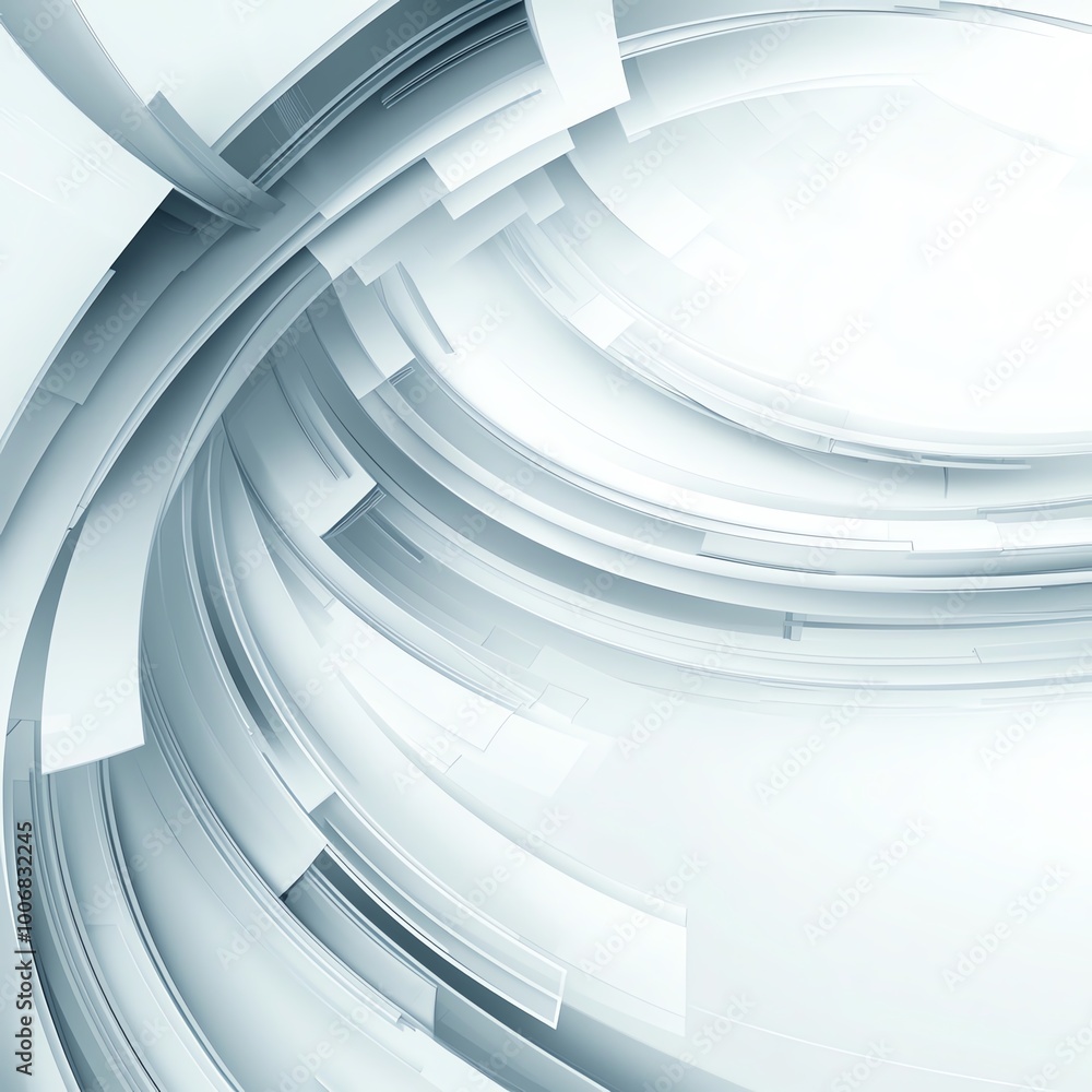 Poster abstract white and gray background with dynamic curved lines and layered shapes, perfect for modern 