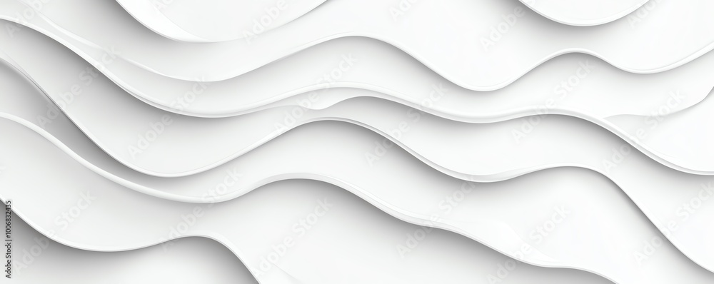Aufkleber abstract white layered 3d wave patterns creating a modern, minimalist and elegant background design,