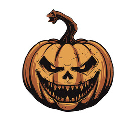 Scary pumpkin spooky horror element vector image
