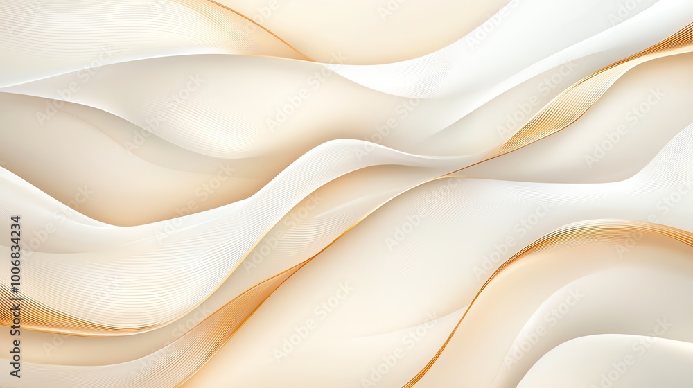 Aufkleber elegant abstract gradient background with soft flowing curves in light beige and ivory tones, perfec
