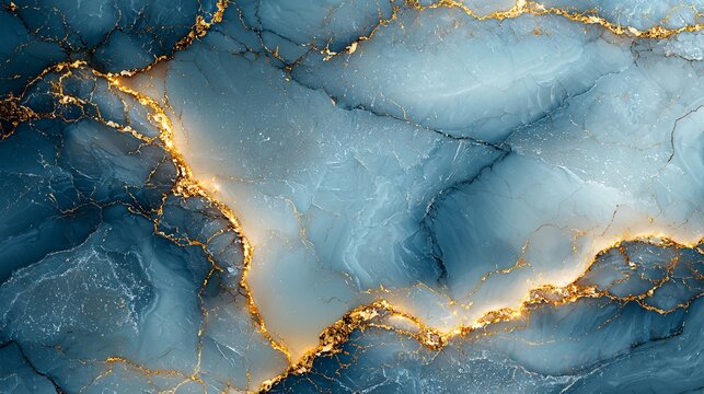 A soft pastel blue marble texture adorned with thin golden veins, offering a calm and luxurious feel