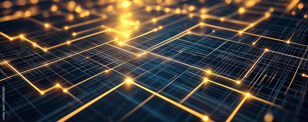 Poster futuristic data network with glowing lines and connections symbolizing digital information and techn