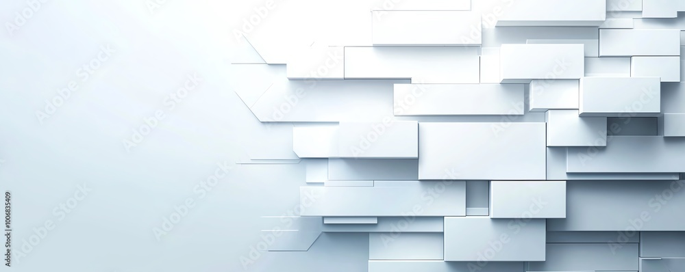 Poster modern abstract 3d white geometric shapes background with overlapping rectangles. minimalist design 