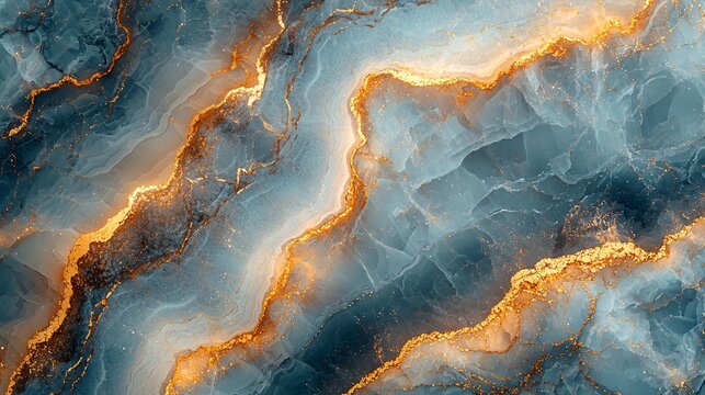 A light pastel blue marble background with intricate golden veins weaving across, creating a serene and sophisticated vibe