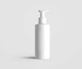 Soap Bottle Mockup, Front View, Gel, Foam Or Liquid Soap Dispenser Pump Bottle, shampoo or soap isolated on white background, 3d illustration, 3d rendering