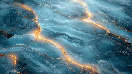 A minimalist pastel blue marble background with thin gold veins running gently, offering a calm and luxurious feel