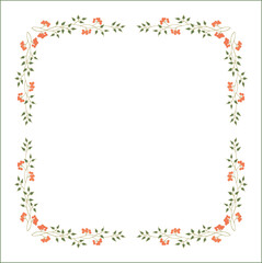 Green vegetal floral frame with berries, autumn frame, decorative corners for greeting cards, banners, business cards, invitations, menus. Isolated vector illustration.	
