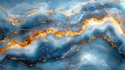 A light pastel blue marble background featuring fine golden veins flowing gently, radiating peace and sophistication