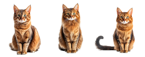 Portraits of Three Somali Cats in Various Poses