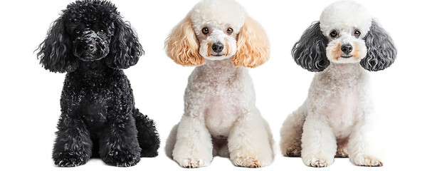 Portrait of Three Standard Poodles in Classic Stance