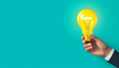 A flat design of a leader holding a glowing light bulb, symbolizing innovative thinking and creative problem-solving
