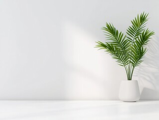 Fototapeta premium Minimalist office corner with sleek furniture, neutral tones, and indoor plants, Office relaxation nook, calm and clean