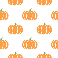 Vector seamless pattern with pumpkins in flat style. Halloween or thanksgiving background and texture